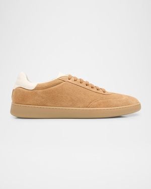 Stuart Weitzman Apos;S Banner Suede Wingtip-Toe Low-Top Sneakers - Natural