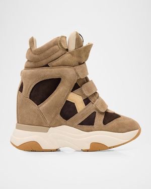 Isabel Marant Balskee Mixed Leather High-Top Sneakers - Natural