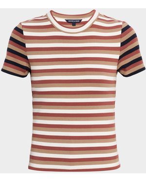 Veronica Beard Pruitt Striped Ribbed T-Shirt - White