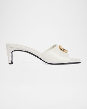 Gucci 55Mm Marmont Gg Leather Sandals - White