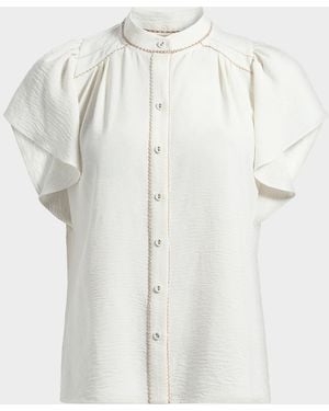 Ramy Brook Aurora Flutter-Sleeve Top - White