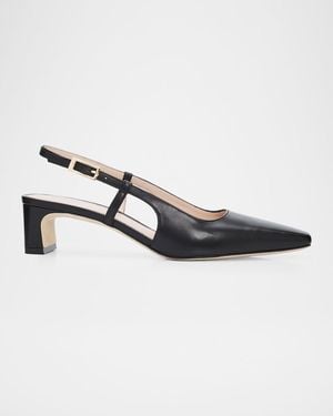 Stuart Weitzman 40Mm Baby Babette Leather Slingback Pumps - Black