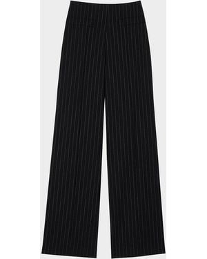 Sandro Levallois Chalk Stripe Wide-Leg Pants - Black