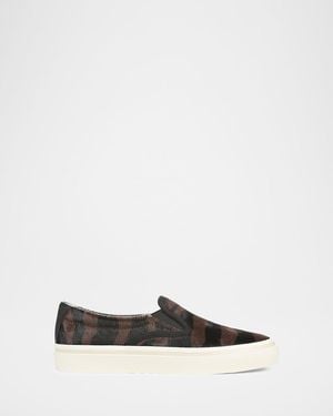 Vince Blair Striped Calf Hair Slip-On Sneakers - White