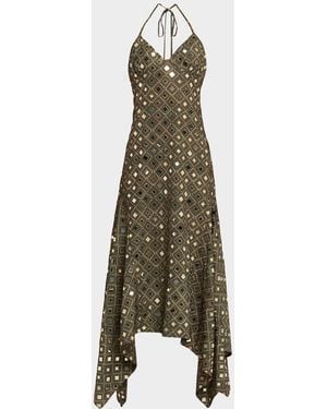 MISA Los Angles Mattias Mirror Tile Midi Dress - Green
