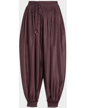 Zimmermann Aster Silk Harem Pants - Purple