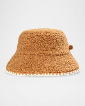UGG Fluff Faux-Fur Scalloped Bucket Hat - Natural