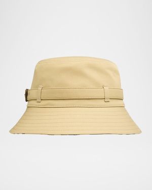 Burberry Check-Lined Heritage Buckle Bucket Hat - Natural