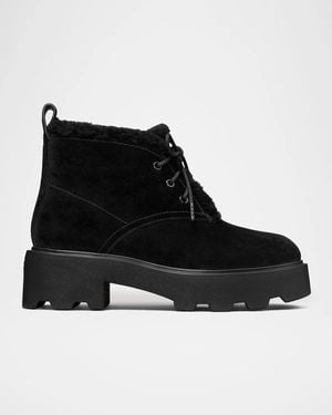 Tory Burch Desert Shearling-Lined Suede Boots - Black