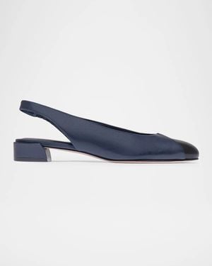 Bernardo Nia Mixed Leather Slingback Flats - Blue