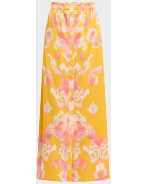 Figue Bastien Button-Front Silk Maxi Skirt - Orange