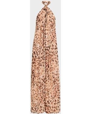Cara Cara Marion Twisted Open-Back Halter Maxi Dress - Metallic