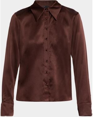 Alice + Olivia Willa 70S Collar Silk Blouse - Purple