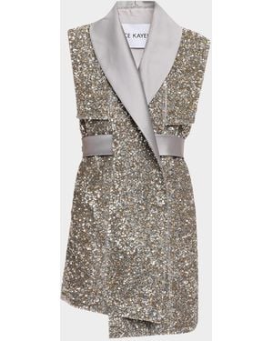 Dice Kayek Sequined Panel Sleeveless Coat - Gray