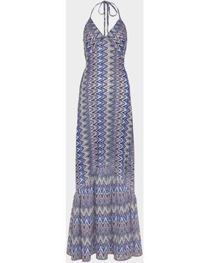 Ramy Brook Delilah Chevron Halter Maxi Dress - Purple