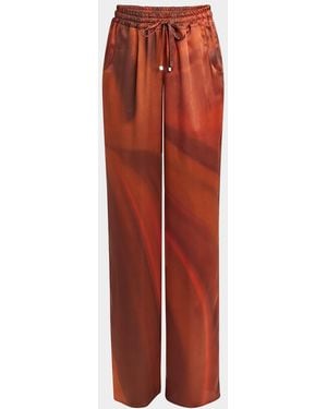Kiton Abstract Drawstring Silk Pants - Red