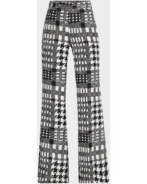 Libertine Peggys Houndstooth Flared Trumpet Pants - White