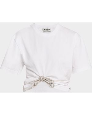 Area Crystal Bow Crop T-Shirt - White