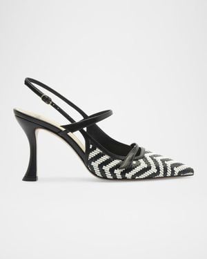 Alexandre Birman 85Mm Tita Zig-Zag Raffia Slingback Pumps - Metallic