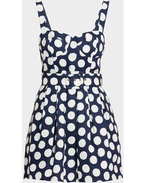 Cara Cara Etna Belted Polka Dot Mini Dress - Blue