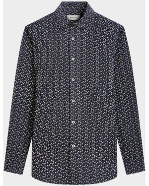 Bugatchi Apos;S Ooohcotton James Cocktail-Print Sport Shirt - Blue