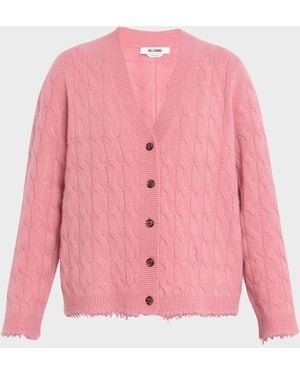 RE/DONE Cashmere Cable-Knit Cardigan - Pink