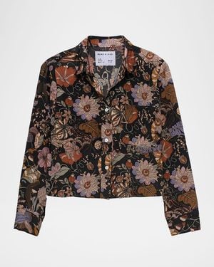 CISSA The Belle Floral Button-Front Shirt - Brown