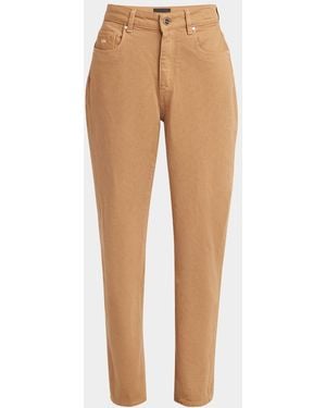 Kiton Mid-Rise Tapered-Leg Ankle Jeans - Natural