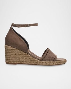 Brunello Cucinelli Suede Espadrille Wedge Sandals - Metallic