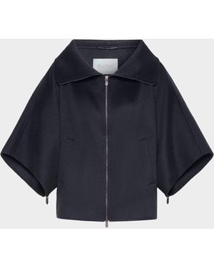 Max Mara Double Cashmere Cropped Coat - Blue