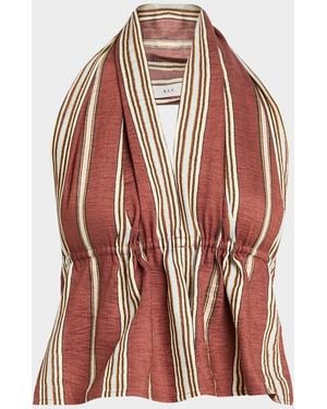 A.L.C. Kaia Linen Tie-Back Halter Top - Red