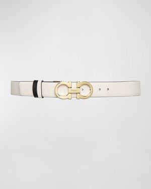 Ferragamo Reversible Leather Gancini Belt - Metallic