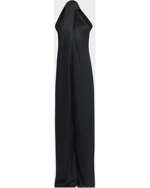 Stella McCartney Envers Draped Satin Halterneck Jumpsuit - Blue
