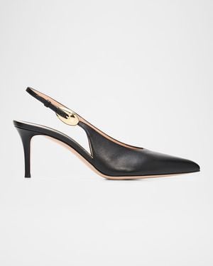 Gianvito Rossi 70Mm Nappa Leather Slingback Pumps - Metallic