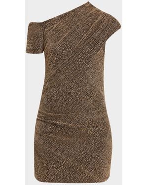 IRO Nalone One-Shoulder Metallic Strass Mini Dress - Brown