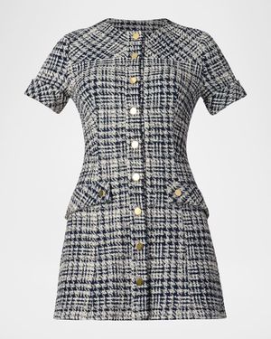 Shoshanna Haisley Houndstooth Tweed Mini Dress - Black