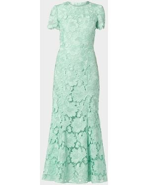 Shoshanna Vivienne Scalloped Floral Lace Midi Dress in Natural | Lyst Shoshanna Vivienne Scalloped Floral Lace Midi Dress in Natural | Lyst