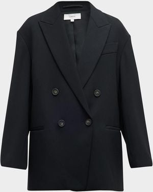 Vince Double-Breasted Crepe Boyfriend Blazer - Black