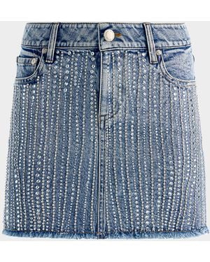 Alice + Olivia Kiera Embellished Denim Mini Skirt - Blue
