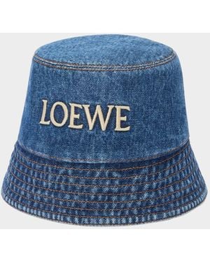 Loewe Logo Denim Bucket Hat - Blue