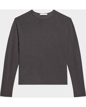 Helmut Lang Apos;S Textured Raw-Edge Crewneck Sweater - Gray