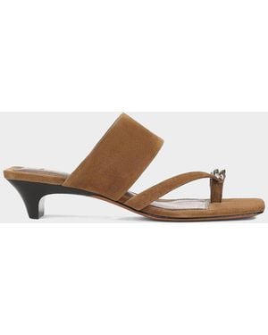 Vince 40Mm Stacy Toe Ring-Detail Suede Sandals - White