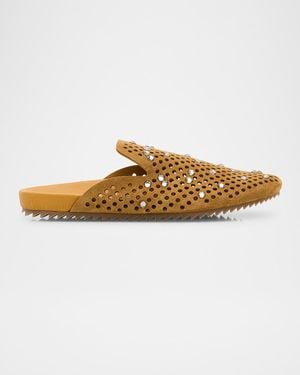 Pedro Garcia Braidy Crystal-Embellished Suede Clogs - White
