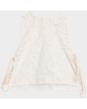 JBQ Bimini Embroidered Tie-Side Top - Natural
