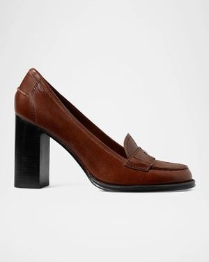 Tory Burch 85Mm Vintage Heeled Leather Loafers - Brown