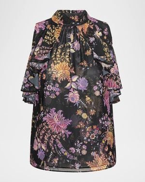 MISA Los Angles Kyra Floral Chiffon Top - Multicolor