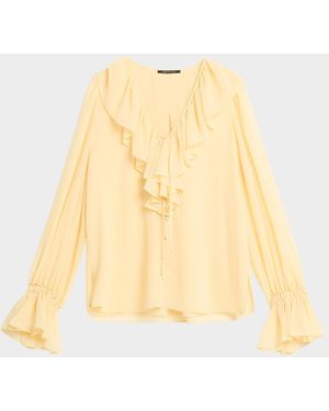 Kobi Halperin Joslyn Ruffle Chiffon Blouse - Natural