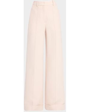 Adam Lippes Deeda Flared Silk Wool Pants - Pink