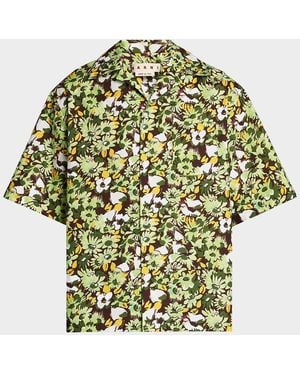 Marni Apos;S Floral Cotton Camp Shirt - Green