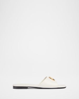 Gucci Marmont Gg Leather Slide Sandals - White